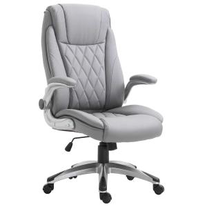 Vinsetto bureaustoel draaistoel computerstoel met kantelfunctie in hoogte verstelbaar kunstleer grijs 69,5 x 76 x 113–121 cm | Aosom.nl