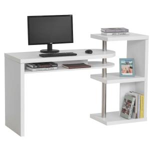 Hoekbureau computertafel PC-bureau met plank bureau L/I-vorm wit