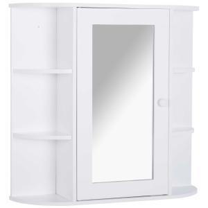Spiegelkast wandmontage badkamerrek badkamerkast 8 vakken MDF wit