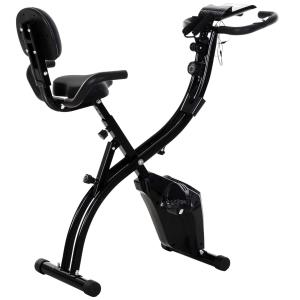 HOMCOM Hometrainer fietstrainer trainingsfiets voor thuis staal wit