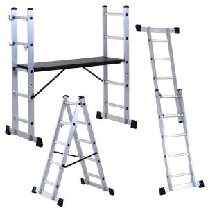 Homcom 3 in 1 aluminium werksteiger multifunctionele ladder | Aosom.de