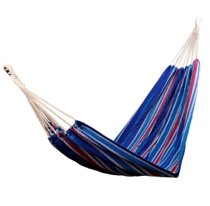 Hangmat hangende ligmat meerdere personen familiehangmat blauw-rood 210 x 150 cm
