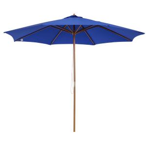 Outsunny Houten parasol 300 x 250 cm marktparasol tuinparasol ronde parasol blauw