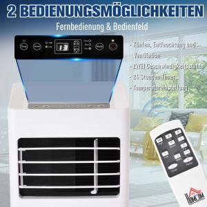 HOMCOM Mobiele airconditioner 3-in-1 airconditioner ontvochtiger 2,1 kW afstandsbediening ABS