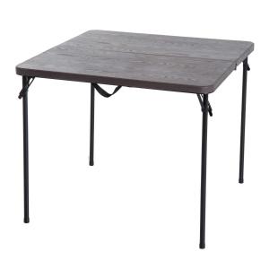 Campingtafel, koffertafel, klaptafel, klapbare tafel, draagbaar, metaal 86 x 86 cm, koffiebruin