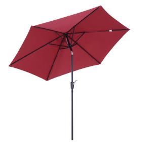 Zonnescherm tuinscherm knikparasol strandparasol met handkruk aluminium wijnrood