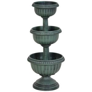 bloembak plantenbak plantenpot bloemenstandaard drie verdiepingen vintage groen