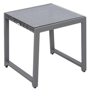 Outsunny® tuintafel tuintafel tuintafel tuinmeubelen met gehard glas polyrotan + aluminium grijs 50 x 49,5 x 50 cm | Aosom.de