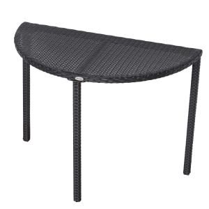 Outsunny® balkontafel tuintafel tuintafel halfrond poly-rotan + metaal zwart 100 x 50 x 74 cm | Aosom.de
