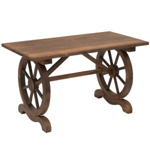 Tuintafel balkontafel houten tafel weerbestendig wielvorm massief hout naturel