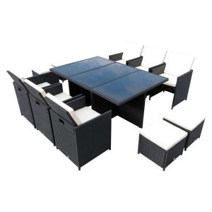 Outsunny Poly-rotan zitgroep 27-delig Zitset met kussens, tuinmeubelen in zwart aluminium
