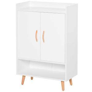 HOMCOM Schoenenkast schoenenrek met deuren en planken voor hal entree wit