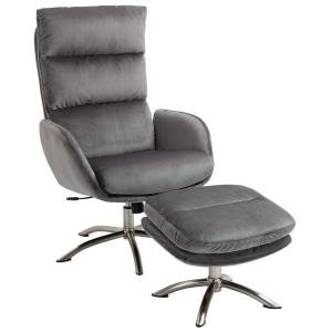 HOMCOM relaxstoel met kruk zwart