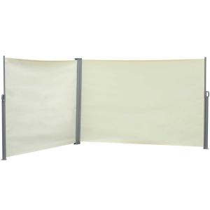 Outsunny dubbelzijdige zijluifel, privacy- en zonwering, polyester, crème