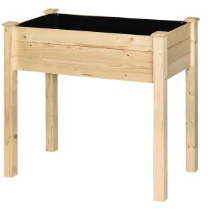 Verhoogd bed plantenbak kruidenbed met afvoergaten non-woven massief hout naturel