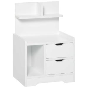 Nachtkastje met 2 lades modern nachttafel met open plank wit