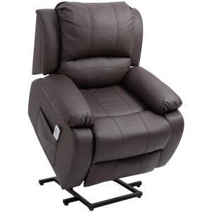 HOMCOM Massagestoel opstahulp tv-stoel relaxstoel relaxfunctie bruin