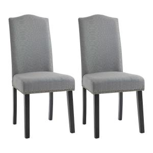 HOMCOM Eetkamerstoelen set van 2 keukenstoel woonkamerstoel met rugleuning PP grijs