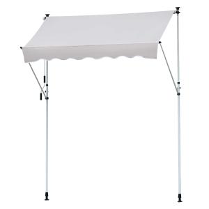 Outsunny Luifel opklaparm klem luifel zonwering handslinger balkon aluminium 3 x 1,2 m creme