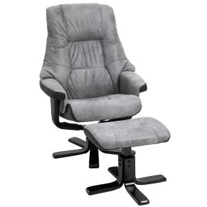 HOMCOM Relaxfauteuil met kruk TV-fauteuil gestoffeerde fauteuil ligstoel grijs 78 x 82,5 x 109 cm