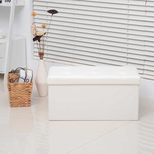 Homcom Faux Leather Folding Storage Ottoman Bench Foot Rest Stool Seat Versatile
