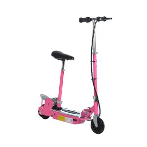 HOMCOM 12V Teens Foldable E-Scooter, 120W w/Brake Kickstand-Pink