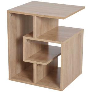 HOMCOM 3-Tier Side End Table Open Shelves Storage Coffee Book Magazine Desk Shelving