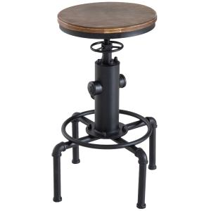HOMCOM Bar stool Swivel Chair Dining Wooden Top Adjustable W/Footrest Pine Wood Steel Brown