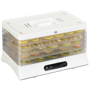 HOMCOM Plastic 5-Tier Temperature Control Food Dehydrator White