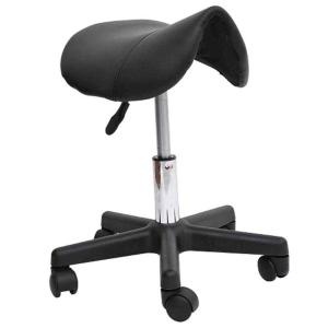 HOMCOM PU Leather Height Adjustable Saddle Stool Black