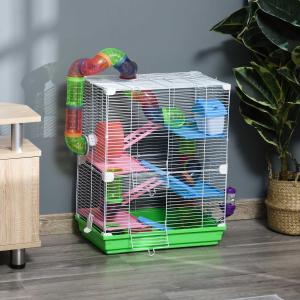 PawHut 5 Tier Hamster Cage Carrier Habitat Small Animal House w/ Exercise Wheels Tunnel