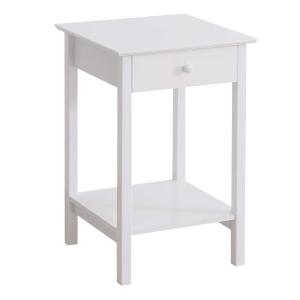 HOMCOM Wooden Bedside Table Cabinet W/ Drawer Shelf Storage Multipurpose End Side White Night Stand Bedroom