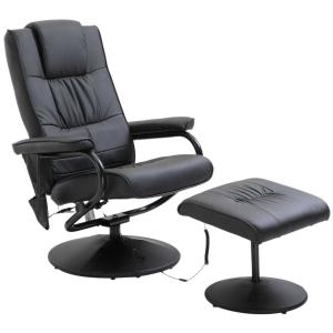 HOMCOM Reclining Massage Chair W/Footstool-Black