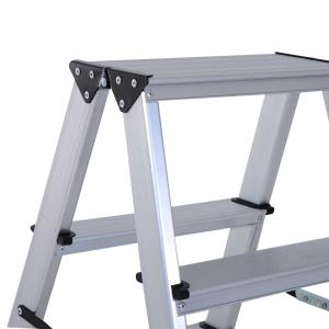 HOMCOM Aluminium Double Sided Folding 3 Step Ladder Silver