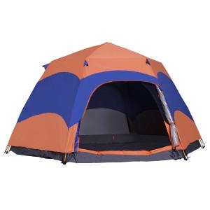 Outsunny Six Man Hexagon Pop Up Tent Camping Festival Hiking Shelter Family Portable