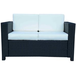 Outsunny 2-Seater Double Couch Loveseat Wicker Black Garden