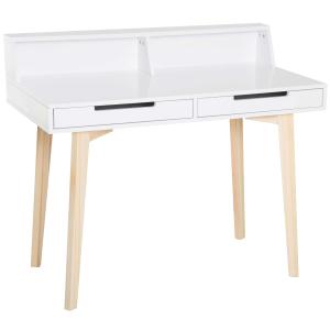 HOMCOM Writing Desk W/Solid Wood Legs-White
