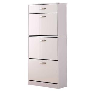 HOMCOM Shoe Storage Cabinet Footwear Organiser Rack Hallway Space-saving W/Top Slide-Out Drawer - White