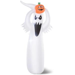 HOMCOM Inflatable Halloween Floating Ghost Pumpkin Outdoor Decoration w/ LED Lights 8FT