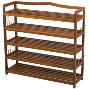 HOMCOM 25 Pairs Shoe Rack W/ Slipper Hanger-Teak Colour