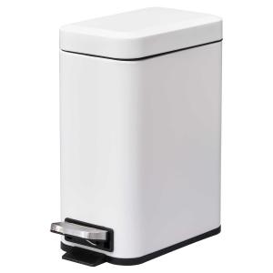 HOMCOM 5L Rectangular Steel Pedal Bin White