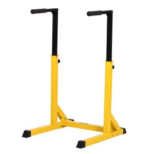 HOMCOM Dip Station, Steel Pipe PVC, 66Wx75Dx83-119H cm-Yellow/ Black