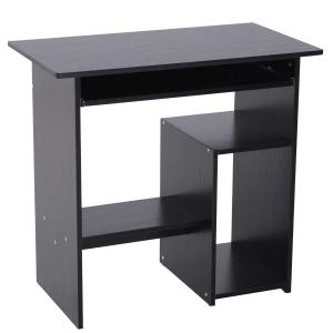 HOMCOM Compact Small Computer Table Wooden Desk Keyboard Tray Storage Shelf Corner