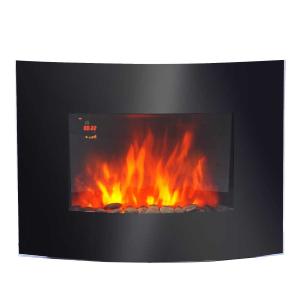 HOMCOM LED Curved Glass Electric Wall Mounted Fire Place, 900/1800W