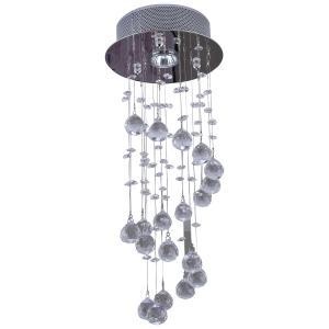 HOMCOM Crystal Ceiling Chandelier, Spiral Rain Drop-Silver/Crystal