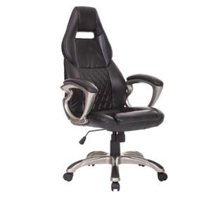 HOMCOM PU Leather Padded Home Office Chair with Adjustable Height Black