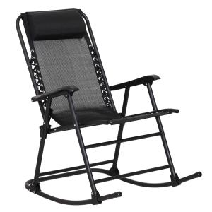 Outsunny Folding Rocking Chair Outdoor Portable Zero Gravity Chair w/ Headrest