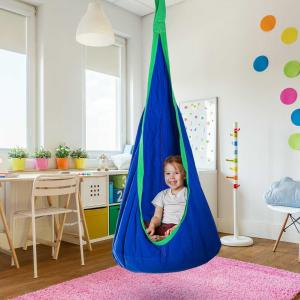 HOMCOM Children's Canvas Hanging Swing Pod Chair Blue