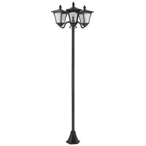 Outsunny 3-Solar Powered Lamp Post, IP44, 51.5Lx47Wx182.5H cm-Black