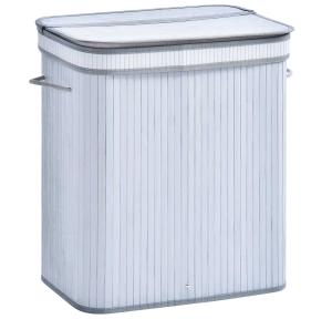HOMCOM 100L Flip Lid Bamboo Laundry Basket Grey